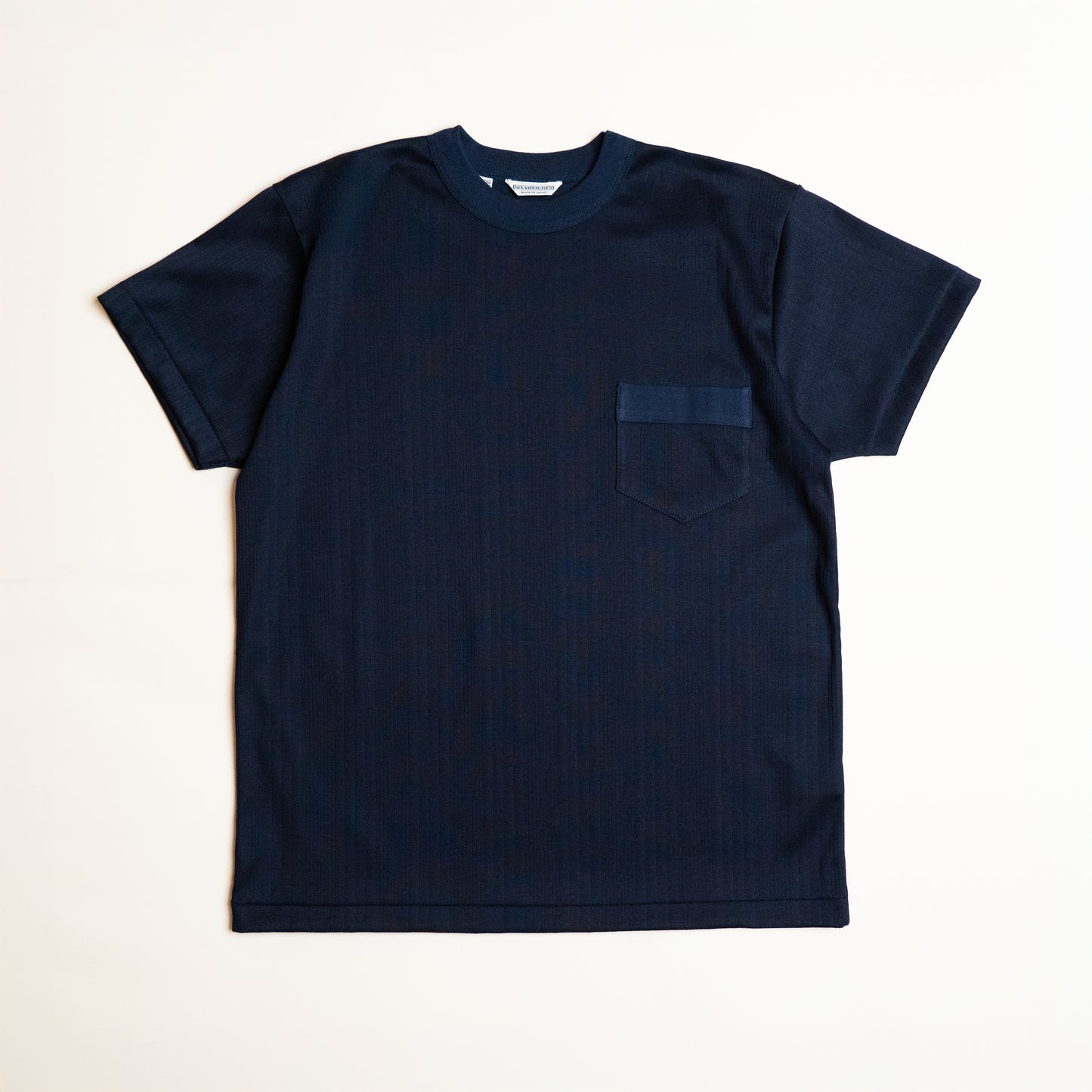 RANDOM RIB COTTON TEE SHIRT NAVY