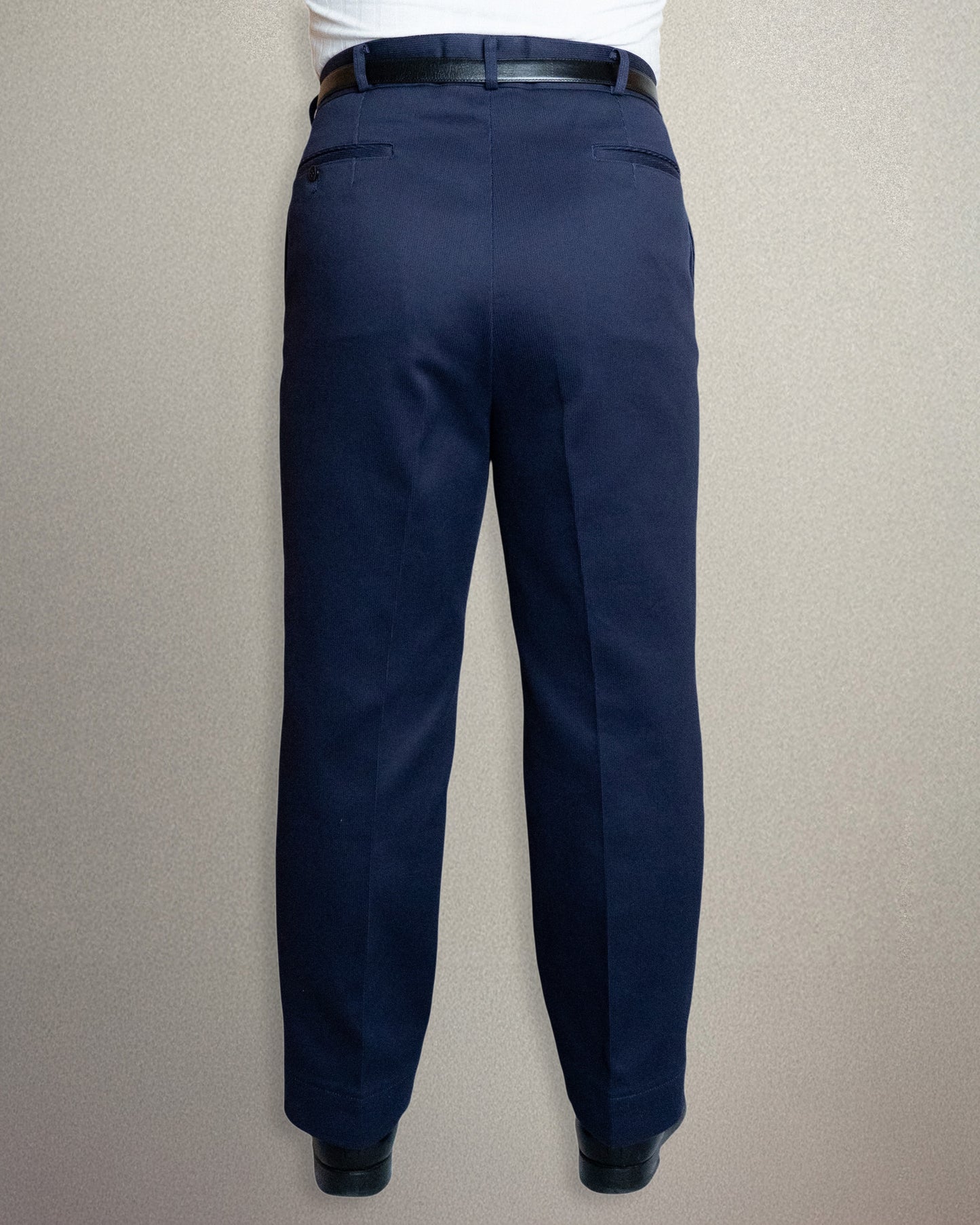 <Made To Order> CLASSIC TROUSERS "FLAT FRONT"COTTON PIQUE NAVY - ART-T20