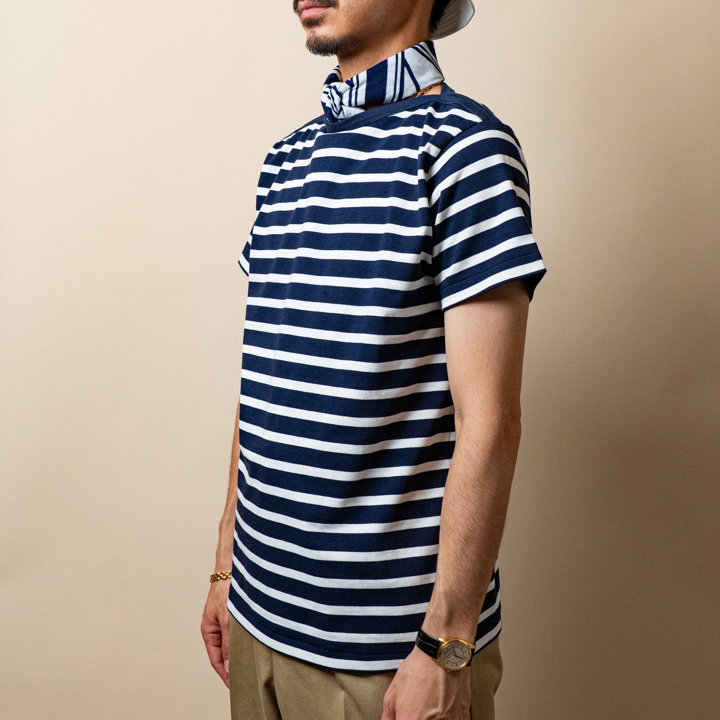 BRETON SHIRT "GERALD" NAVY × WHITE BORDER S/S