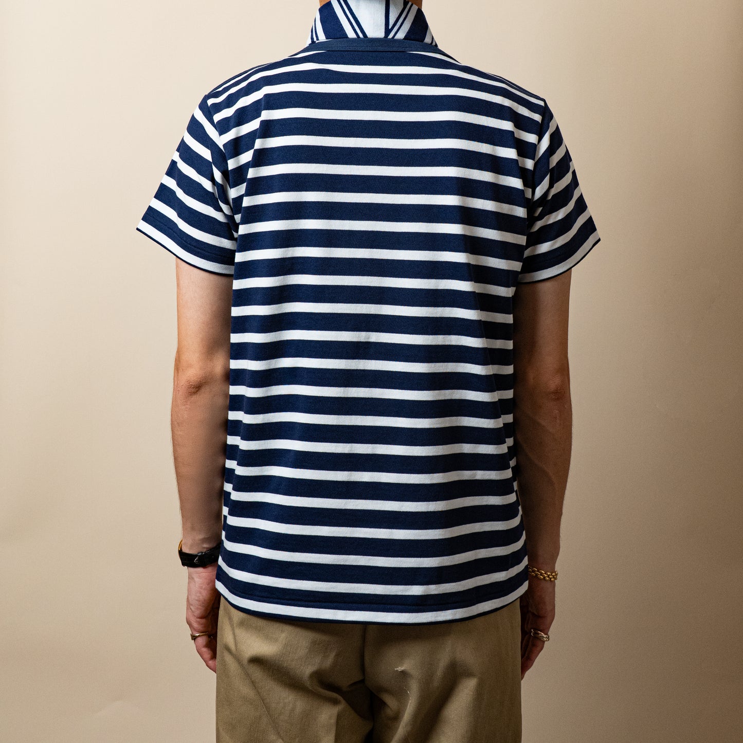 BRETON SHIRT "GERALD" NAVY × WHITE BORDER S/S