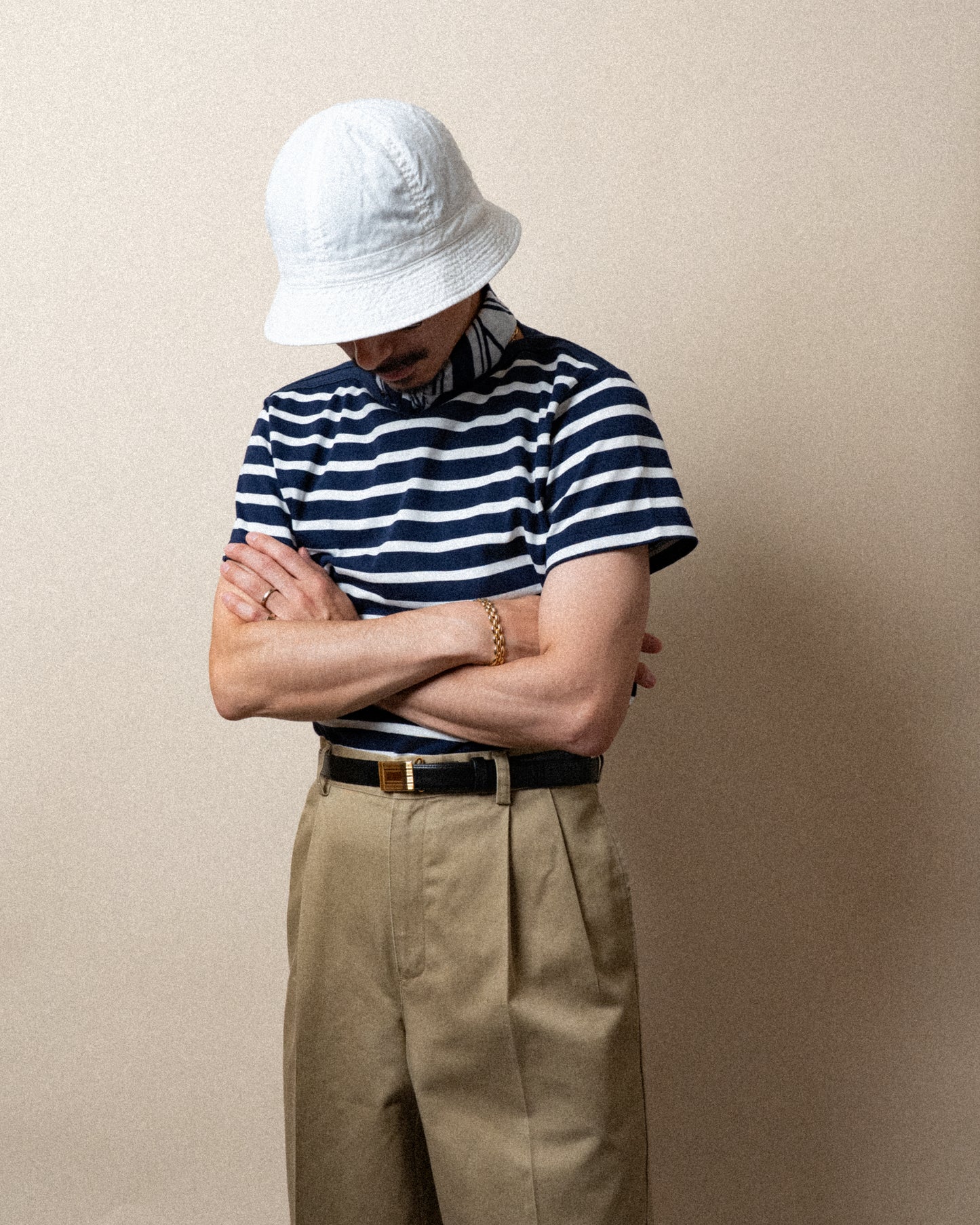 BRETON SHIRT "GERALD" NAVY × WHITE BORDER S/S