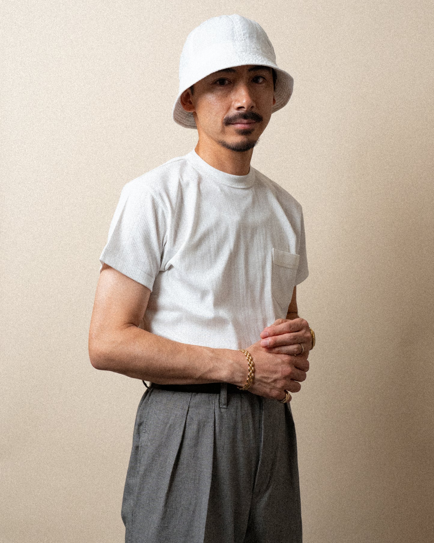 RANDOM RIB COTTON TEE SHIRT WHITE
