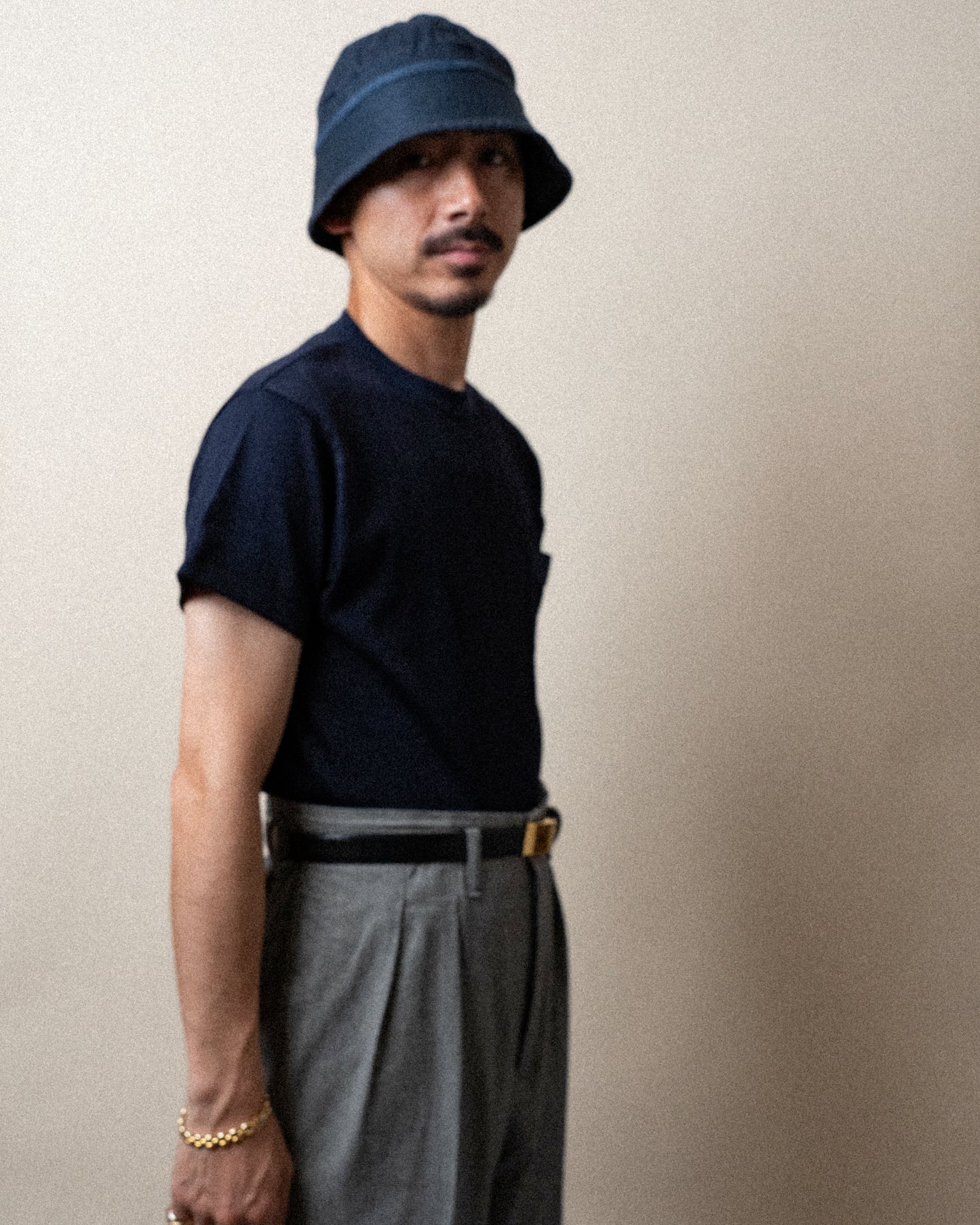 RANDOM RIB COTTON TEE SHIRT NAVY