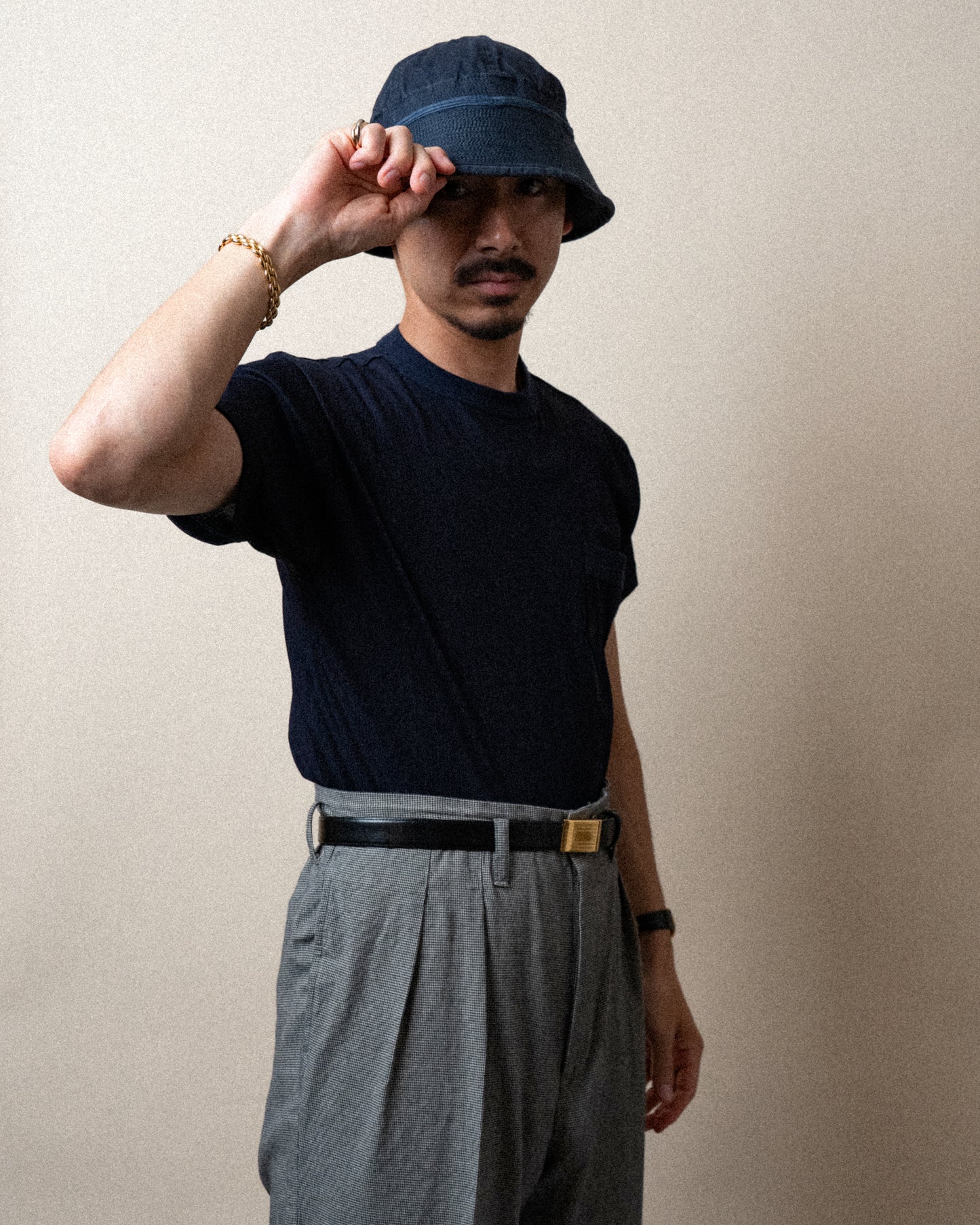 RANDOM RIB COTTON TEE SHIRT NAVY