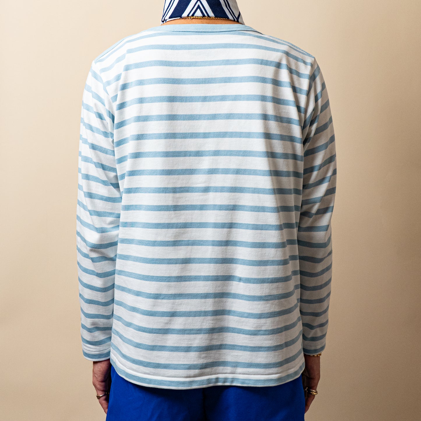 BRETON SHIRT "GERALD" SAX × WHITE BORDER L/S