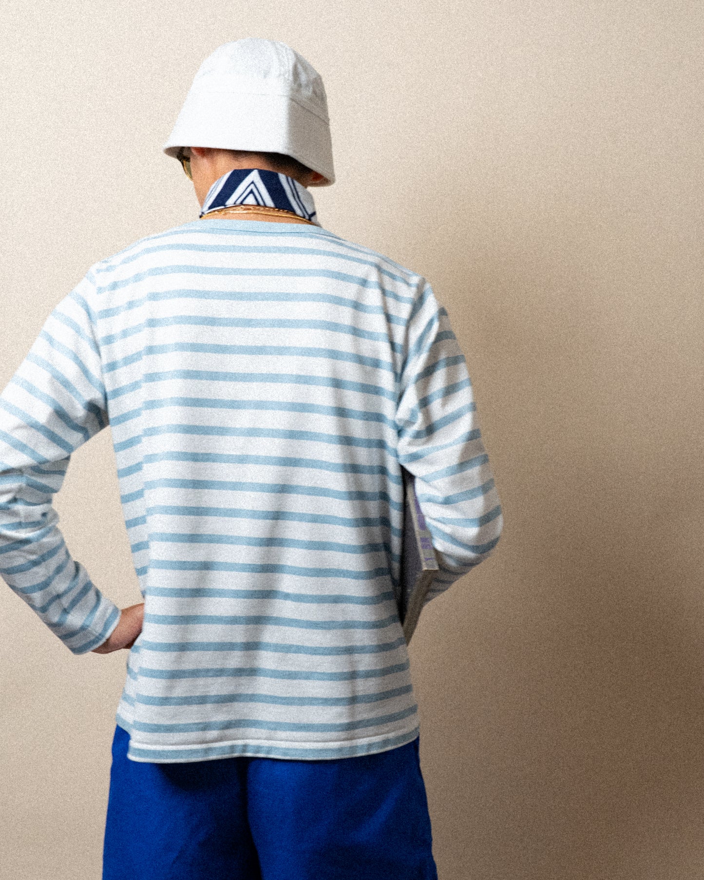 BRETON SHIRT "GERALD" SAX × WHITE BORDER L/S
