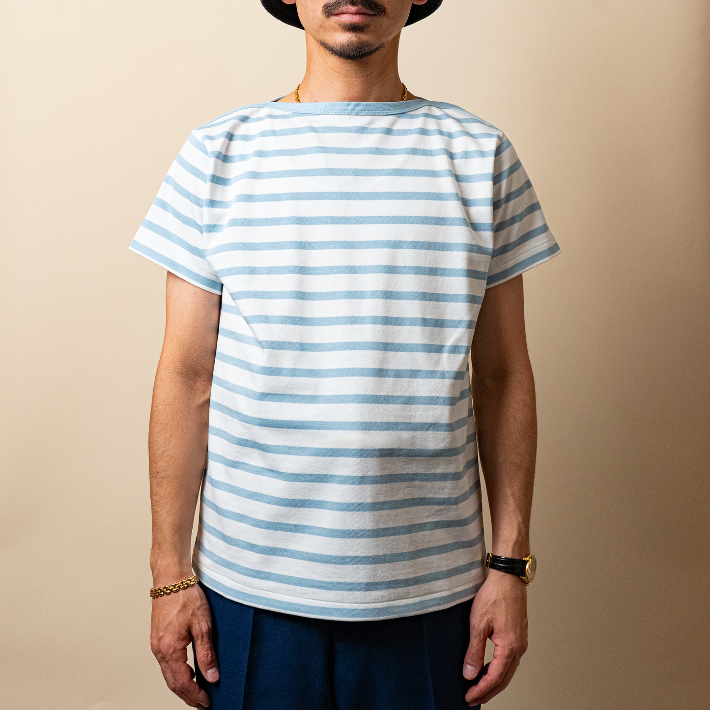 BRETON SHIRT "GERALD" SAX × WHITE BORDER S/S