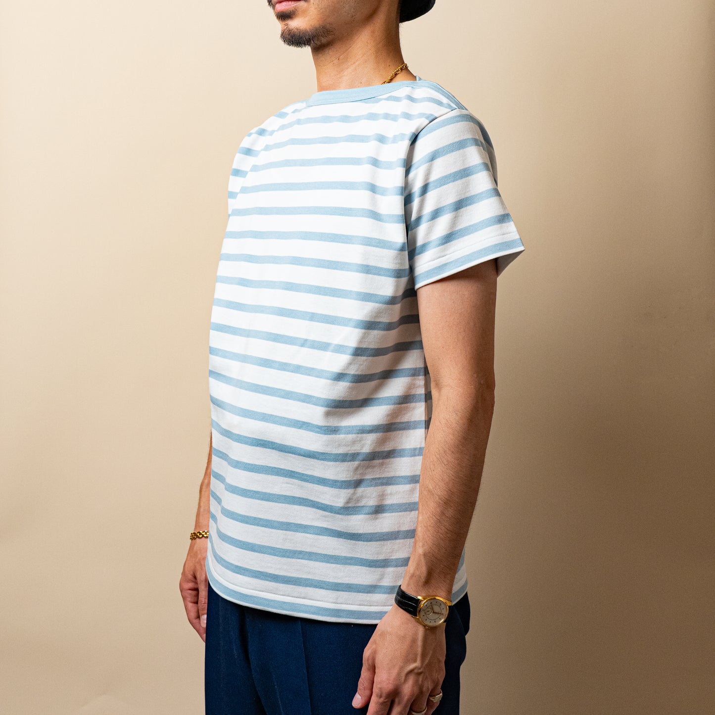BRETON SHIRT "GERALD" SAX × WHITE BORDER S/S