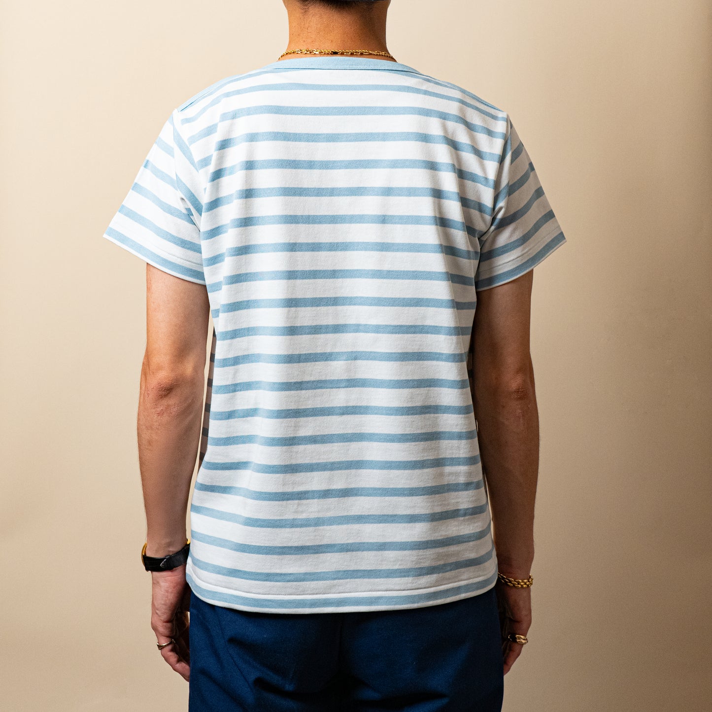 BRETON SHIRT "GERALD" SAX × WHITE BORDER S/S