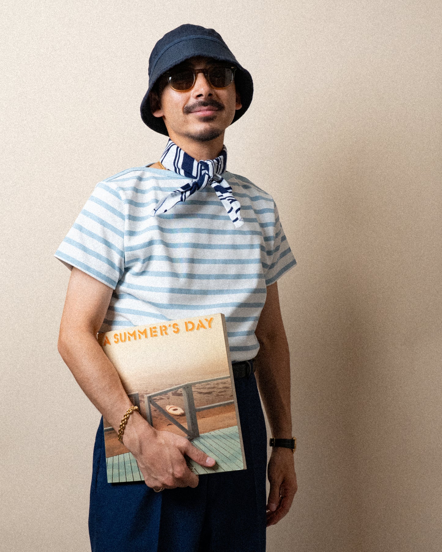 BRETON SHIRT "GERALD" SAX × WHITE BORDER S/S