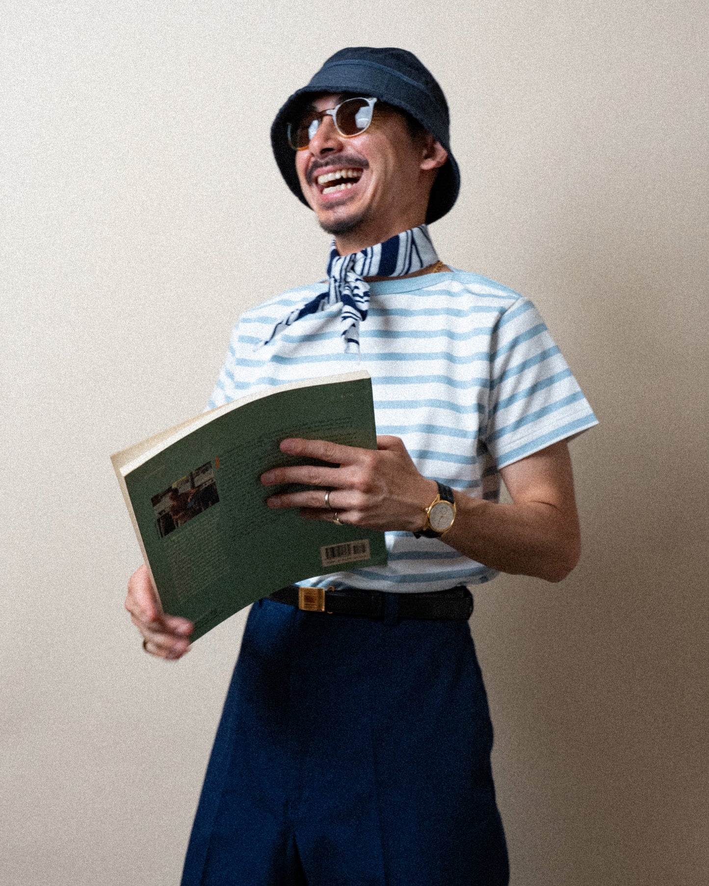 BRETON SHIRT "GERALD" SAX × WHITE BORDER S/S