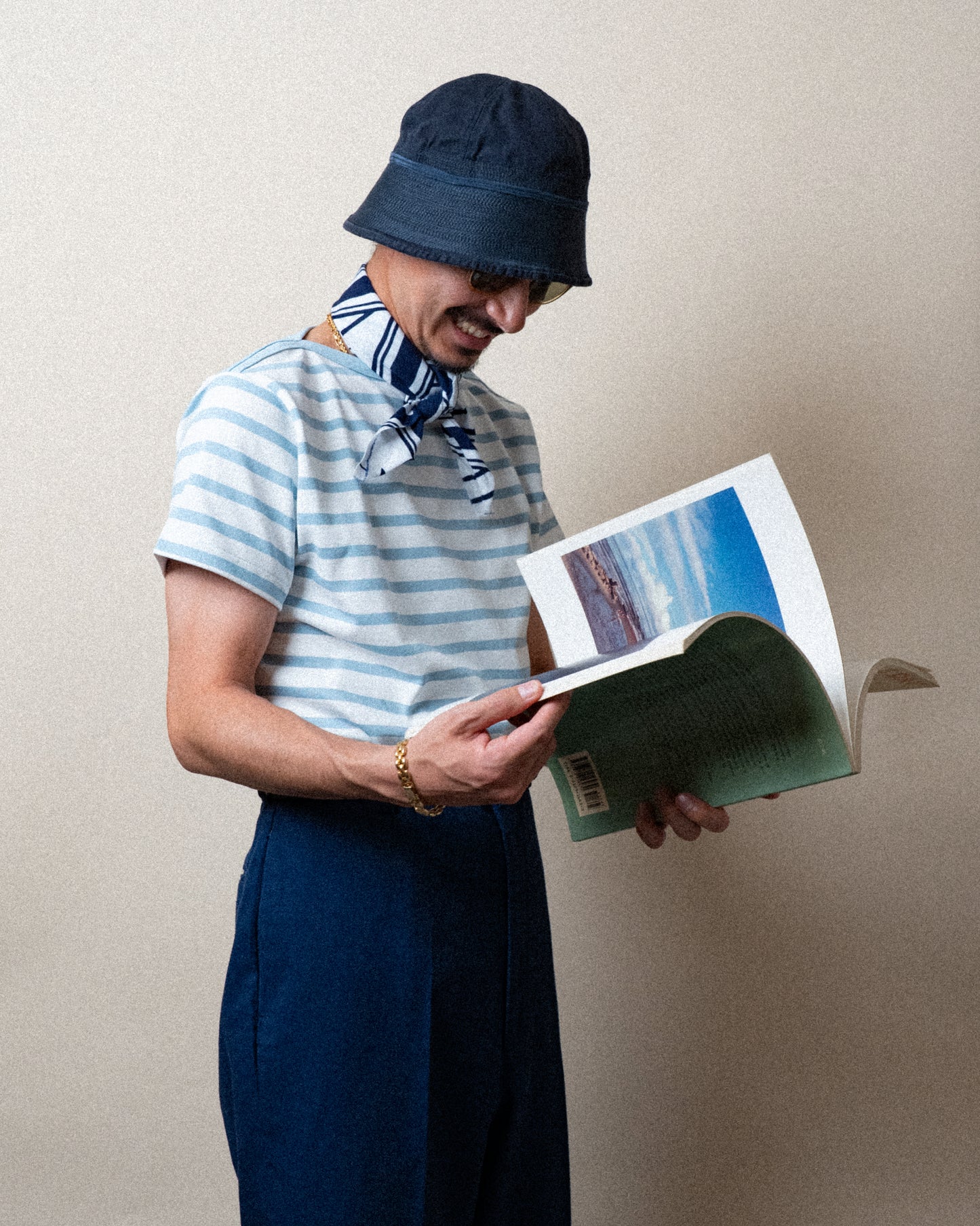 BRETON SHIRT "GERALD" SAX × WHITE BORDER S/S