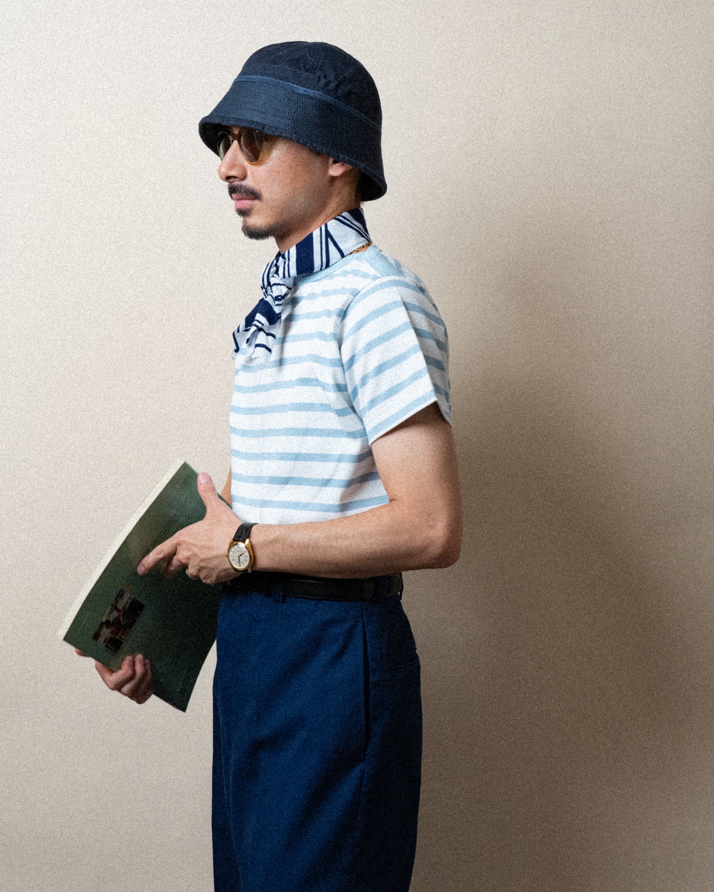 BRETON SHIRT "GERALD" SAX × WHITE BORDER S/S