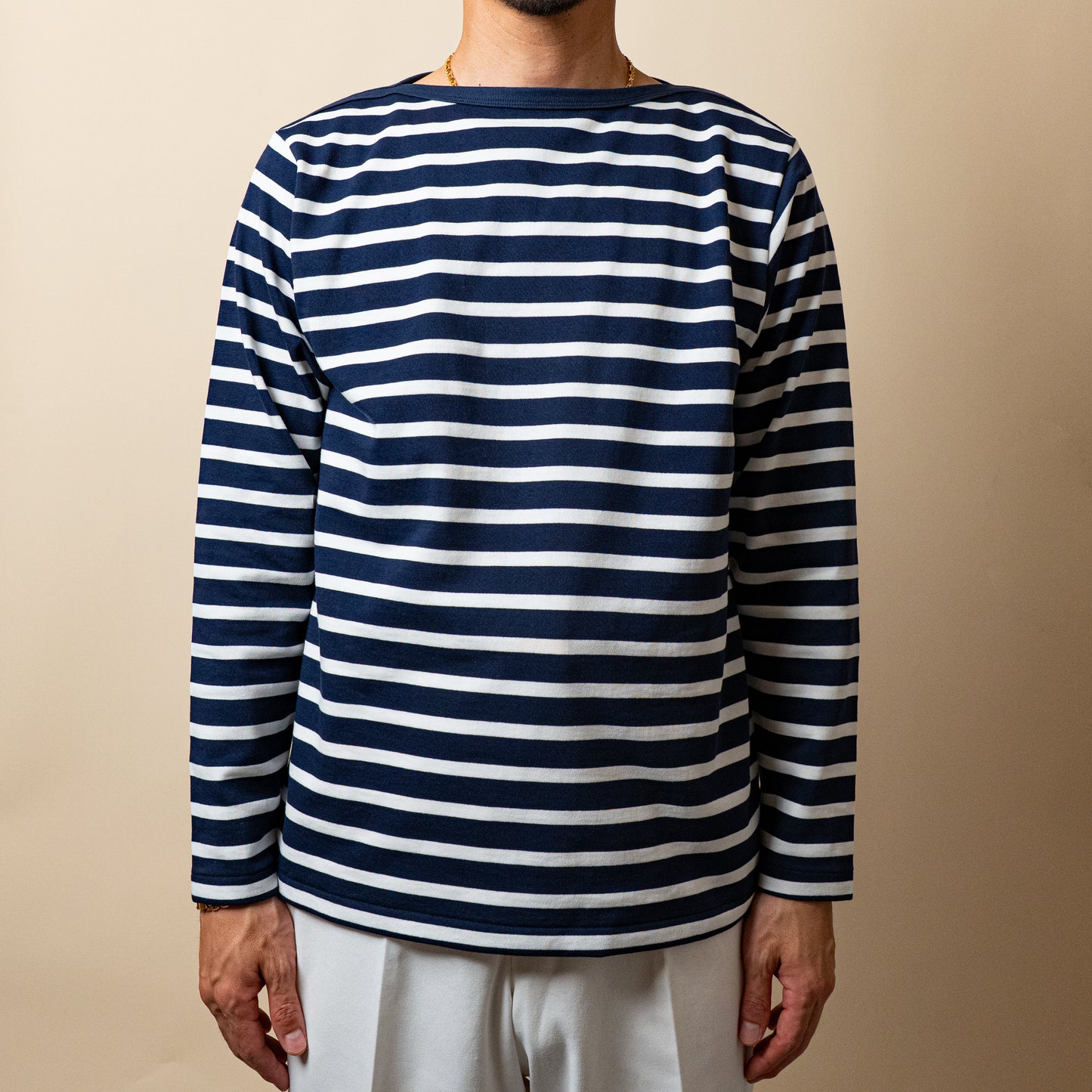 BRETON SHIRT "GERALD" NAVY × WHITE BORDER L/S