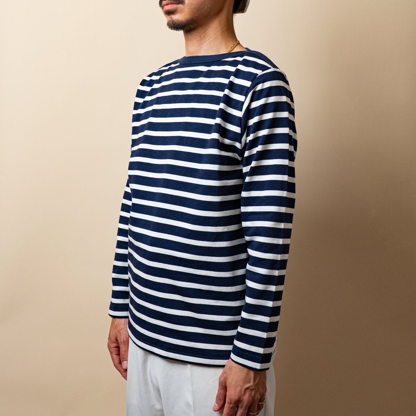 BRETON SHIRT "GERALD" NAVY × WHITE BORDER L/S