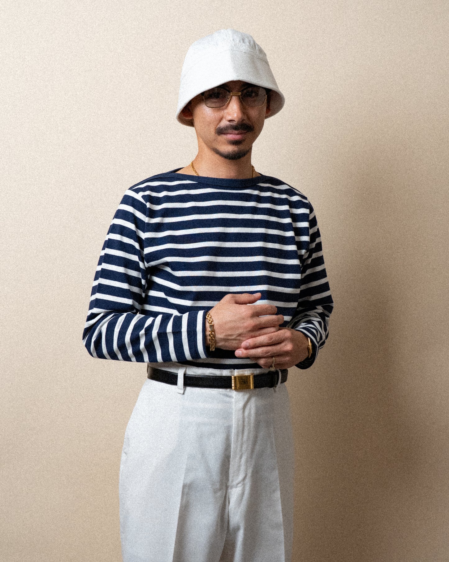 BRETON SHIRT "GERALD" NAVY × WHITE BORDER L/S
