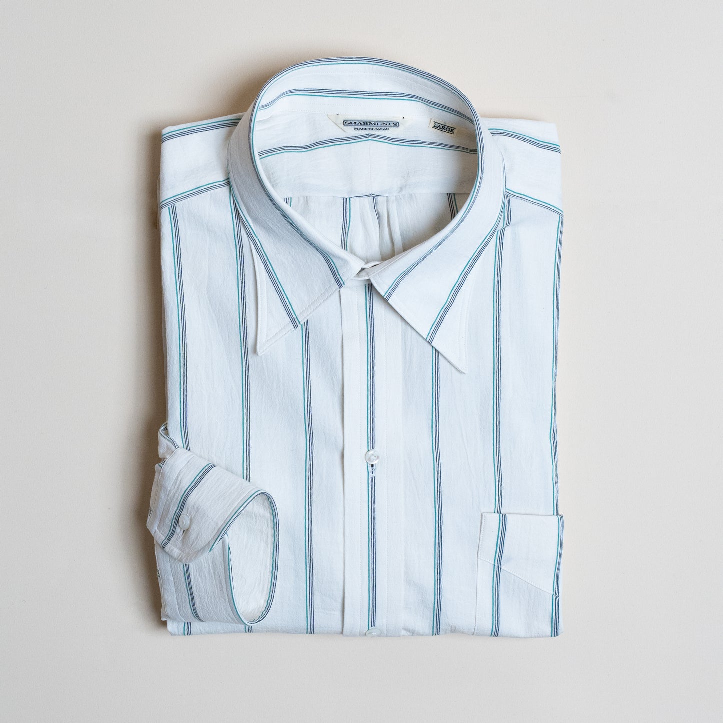 <Made To Order> CLASSIC POINT COLLAR WRINKLE STRIPE SHIRT