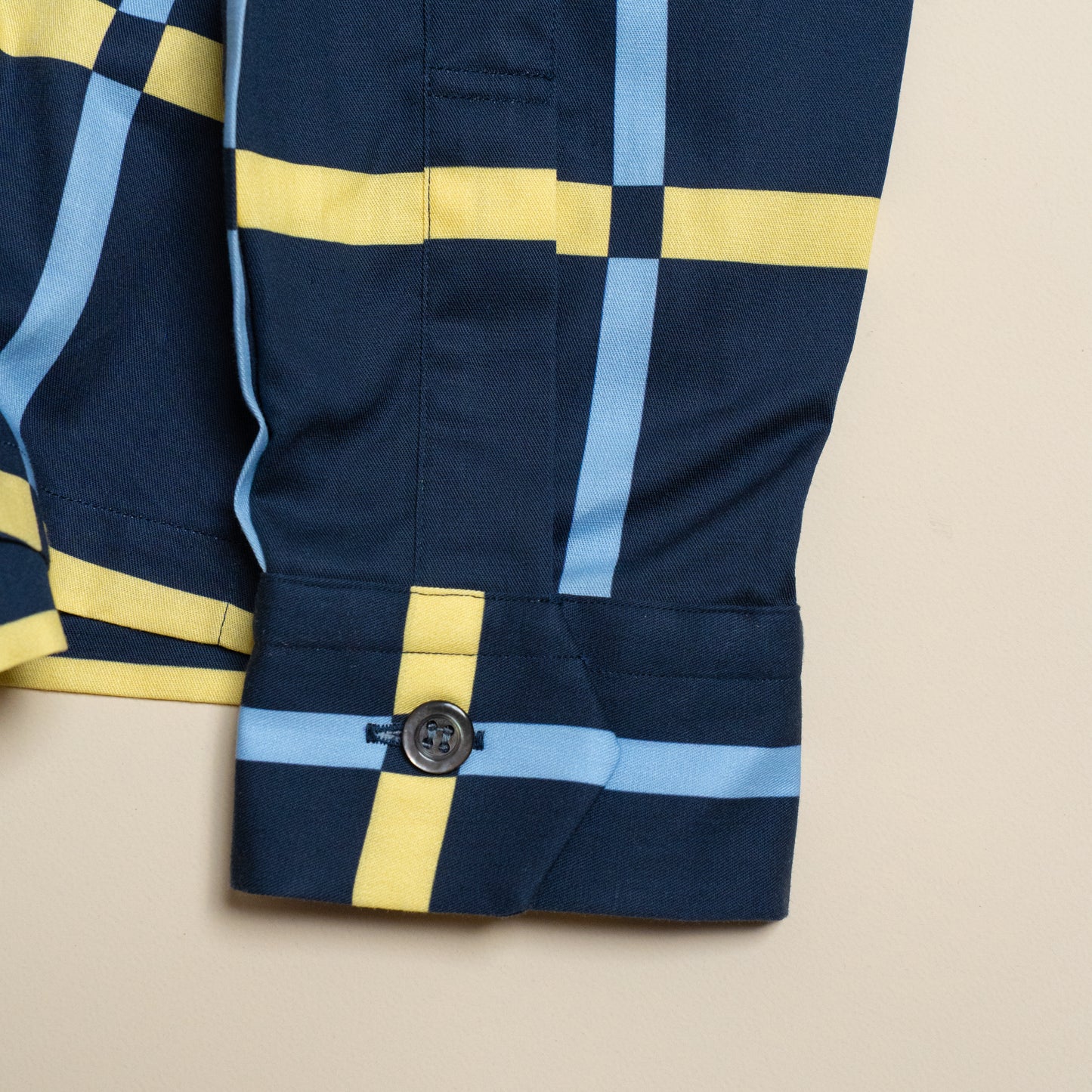 <Made To Order> COTTON PRINTED PLAIDS OPEN COLLAR SHIRT NAVY