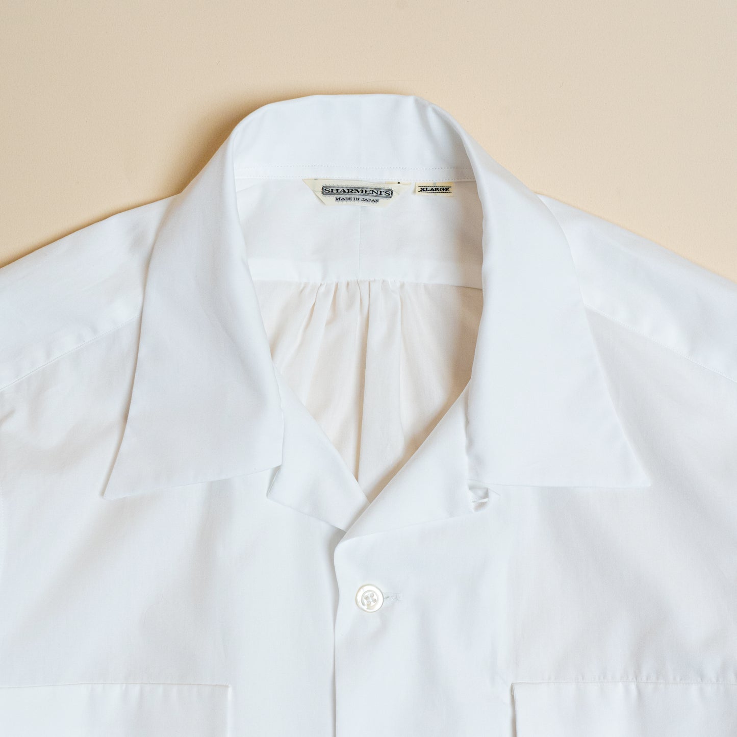 <Made To Order> COTTON BROADCLOTH OPEN COLLAR SHIRT WHITE