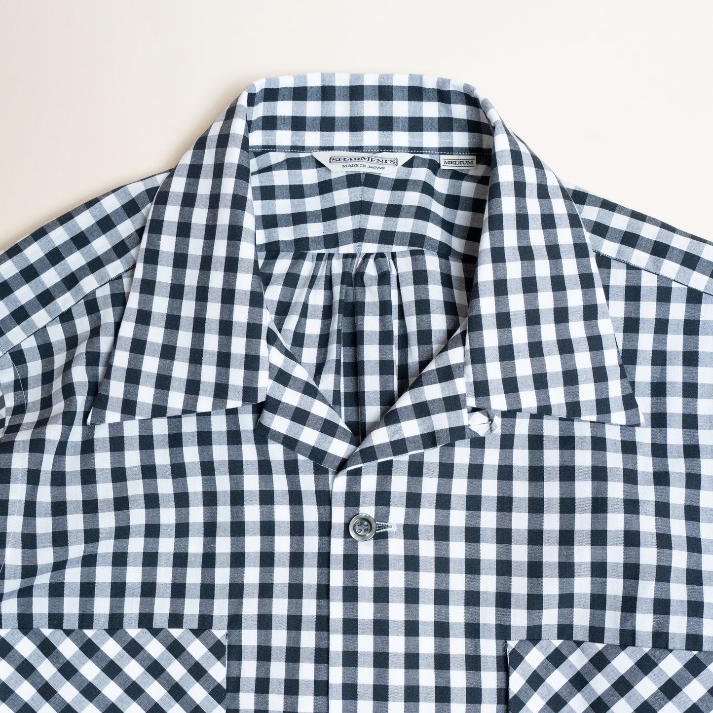 <Made To Order> GINGHAM CHECK OPEN COLLAR SHIRT BLACK