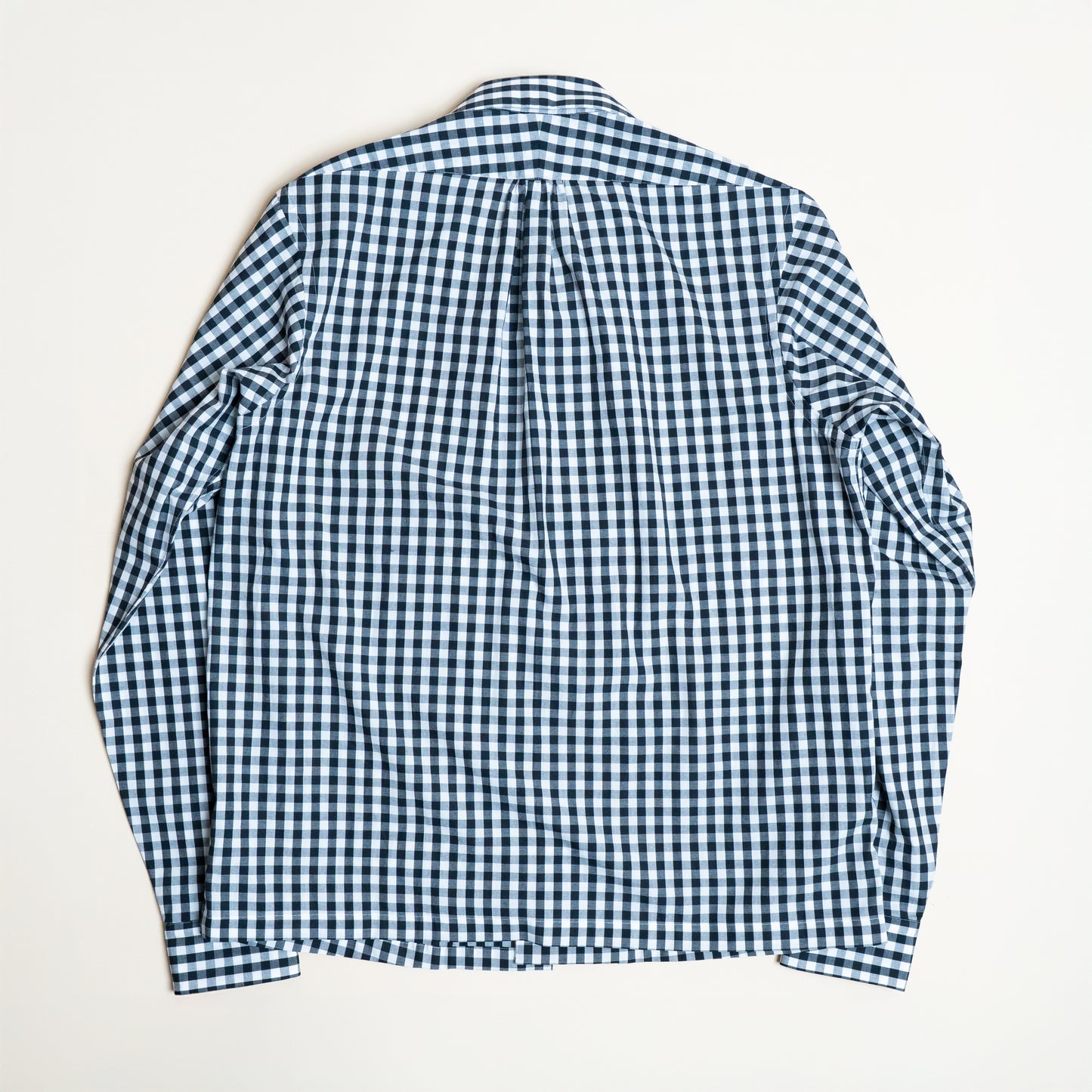 <Made To Order> GINGHAM CHECK OPEN COLLAR SHIRT BLACK