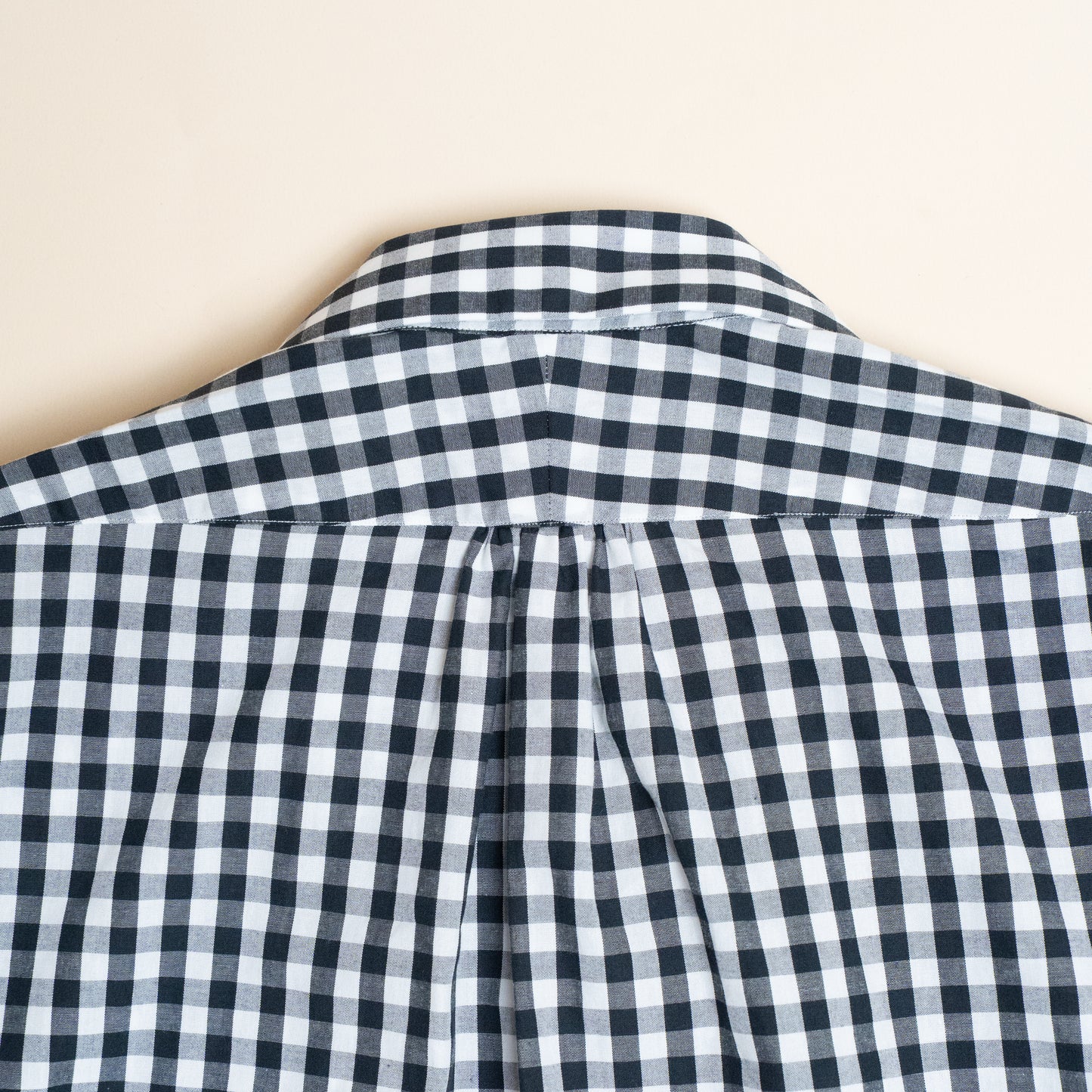 <Made To Order> GINGHAM CHECK OPEN COLLAR SHIRT BLACK
