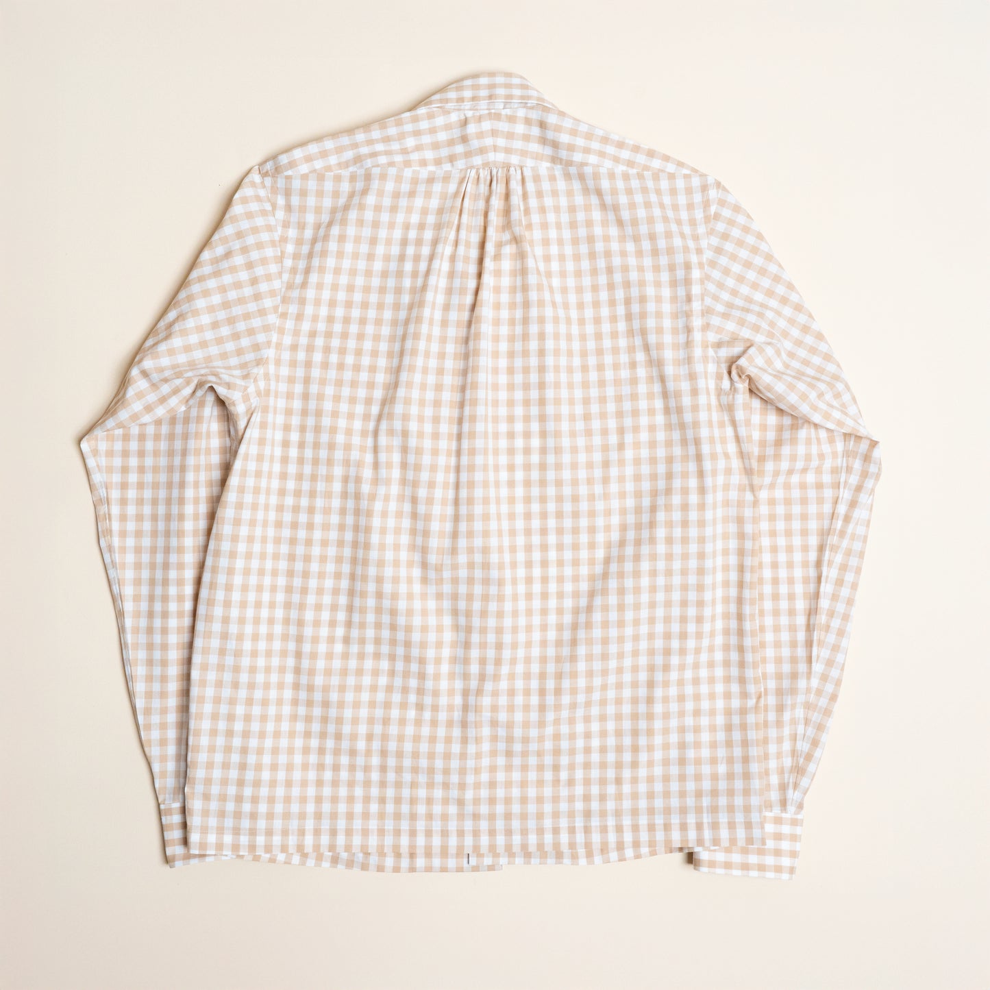<Made To Order> GINGHAM CHECK OPEN COLLAR SHIRT BEIGE