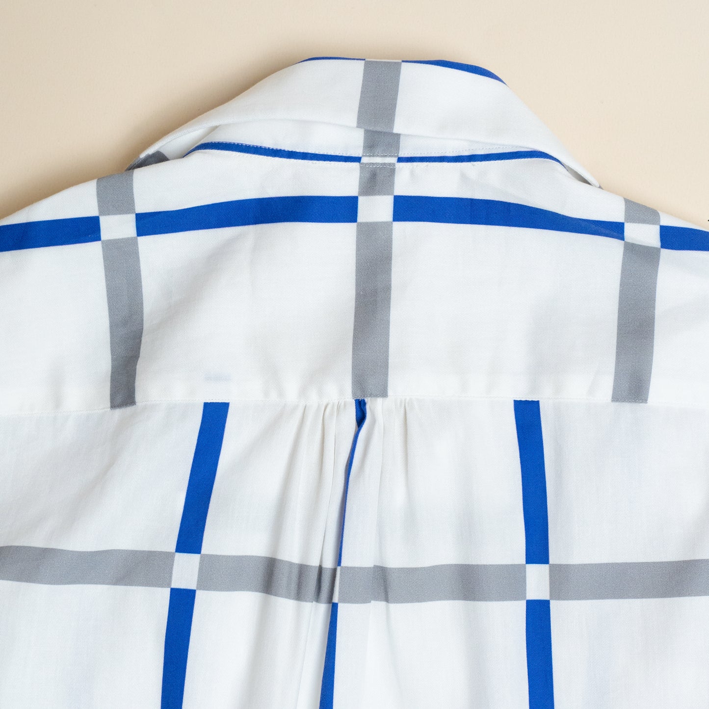 <Made To Order> COTTON PRINTED PLAIDS OPEN COLLAR SHIRT WHITE