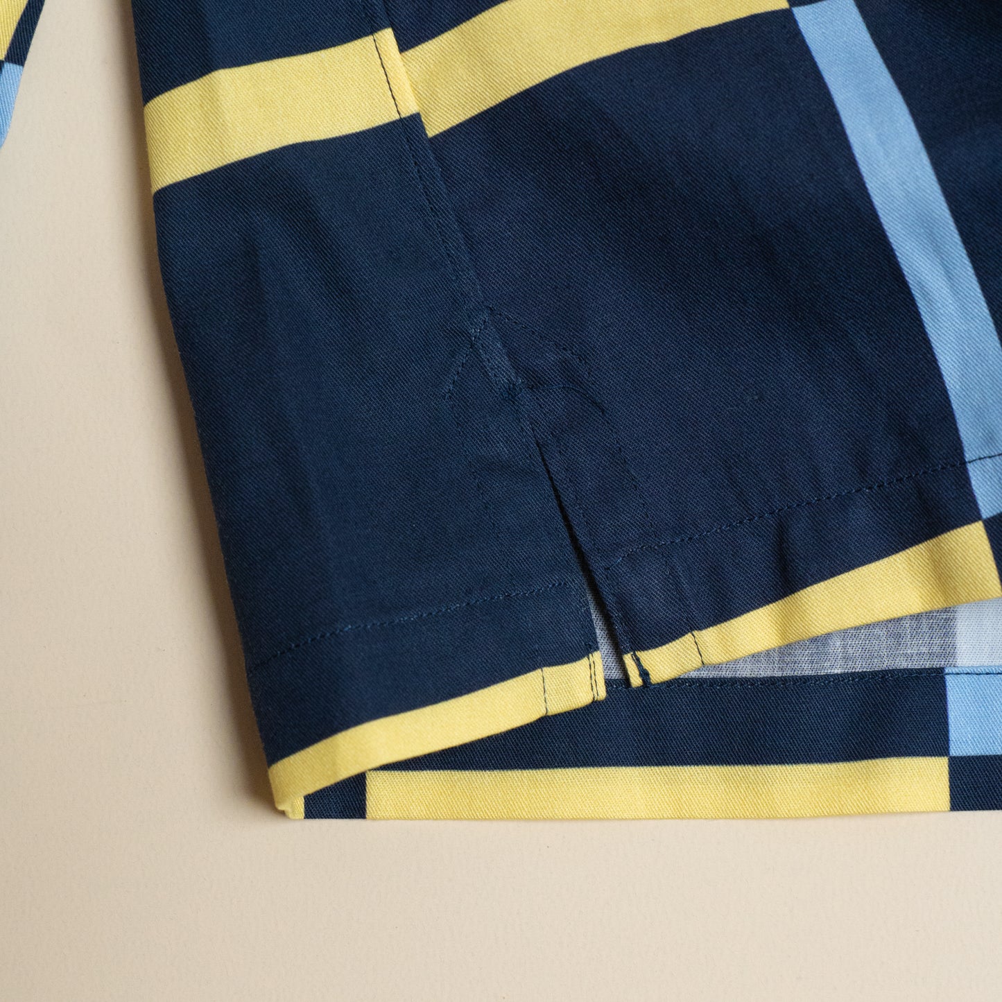 <Made To Order> COTTON PRINTED PLAIDS OPEN COLLAR SHIRT NAVY