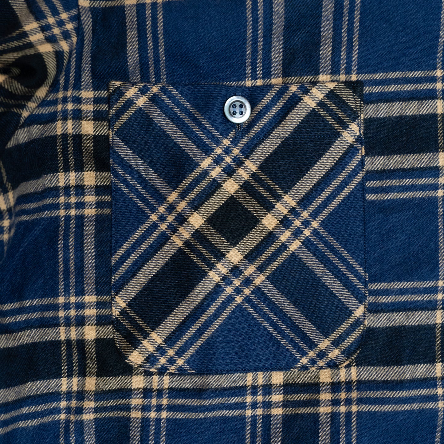 <Made To Order> COTTON FLANNEL PLAID OPEN COLLAR SHIRT