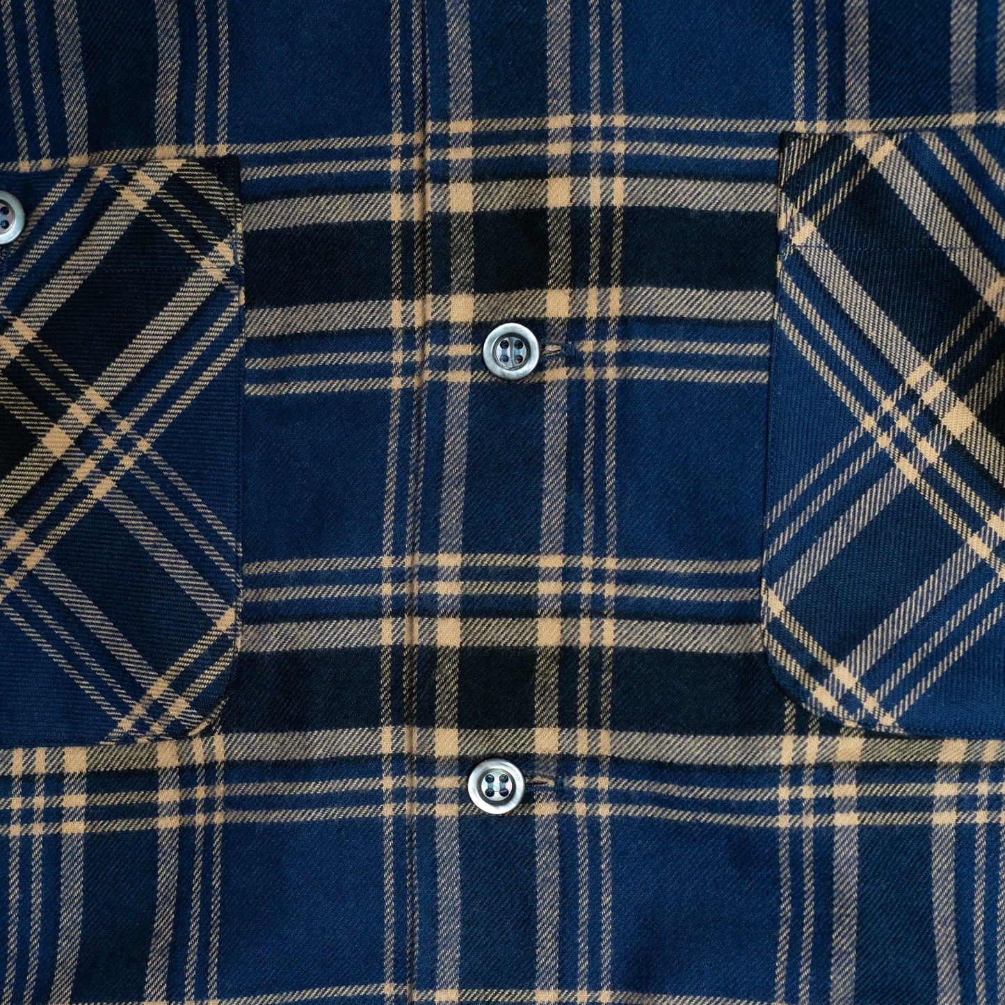 <Made To Order> COTTON FLANNEL PLAID OPEN COLLAR SHIRT