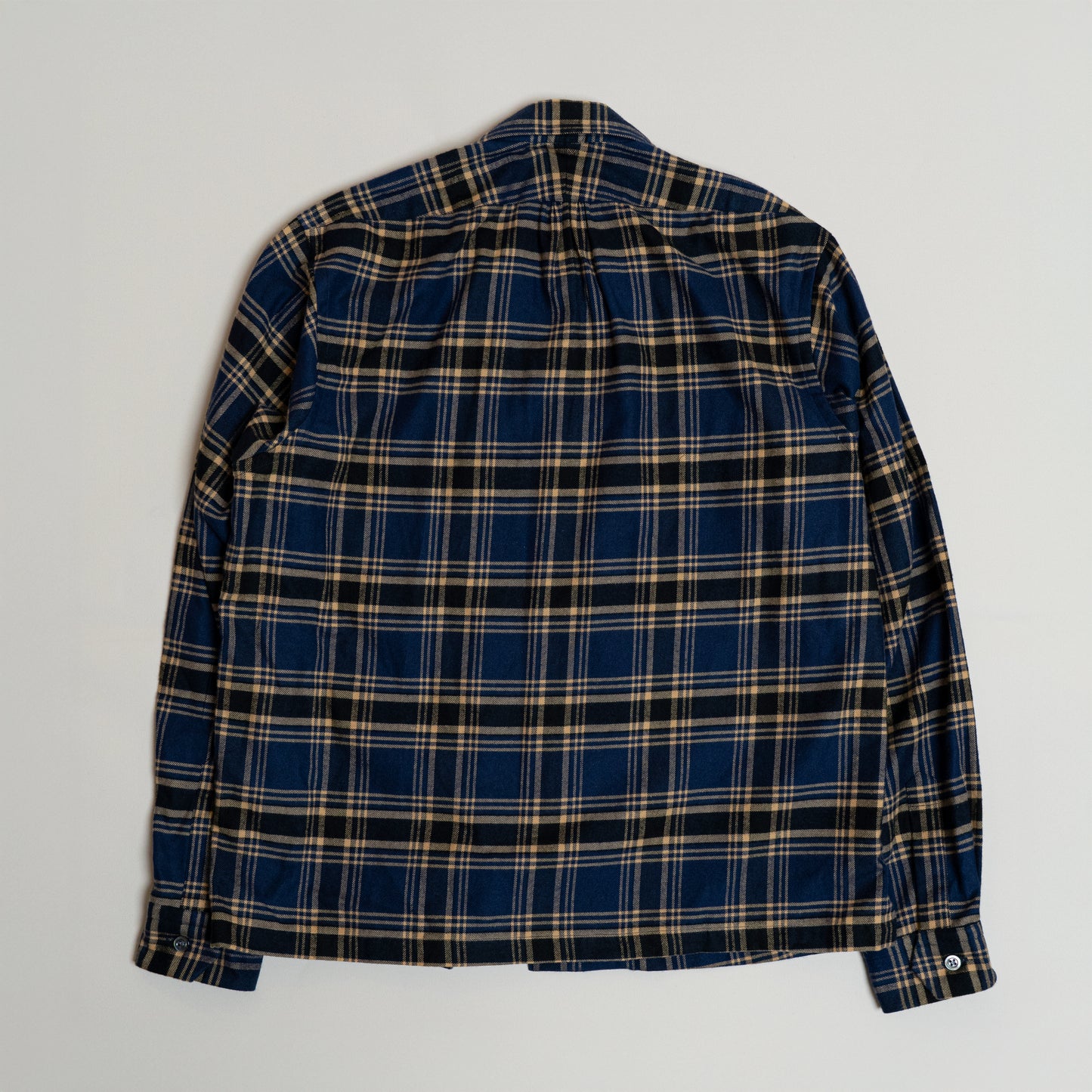 <Made To Order> COTTON FLANNEL PLAID OPEN COLLAR SHIRT