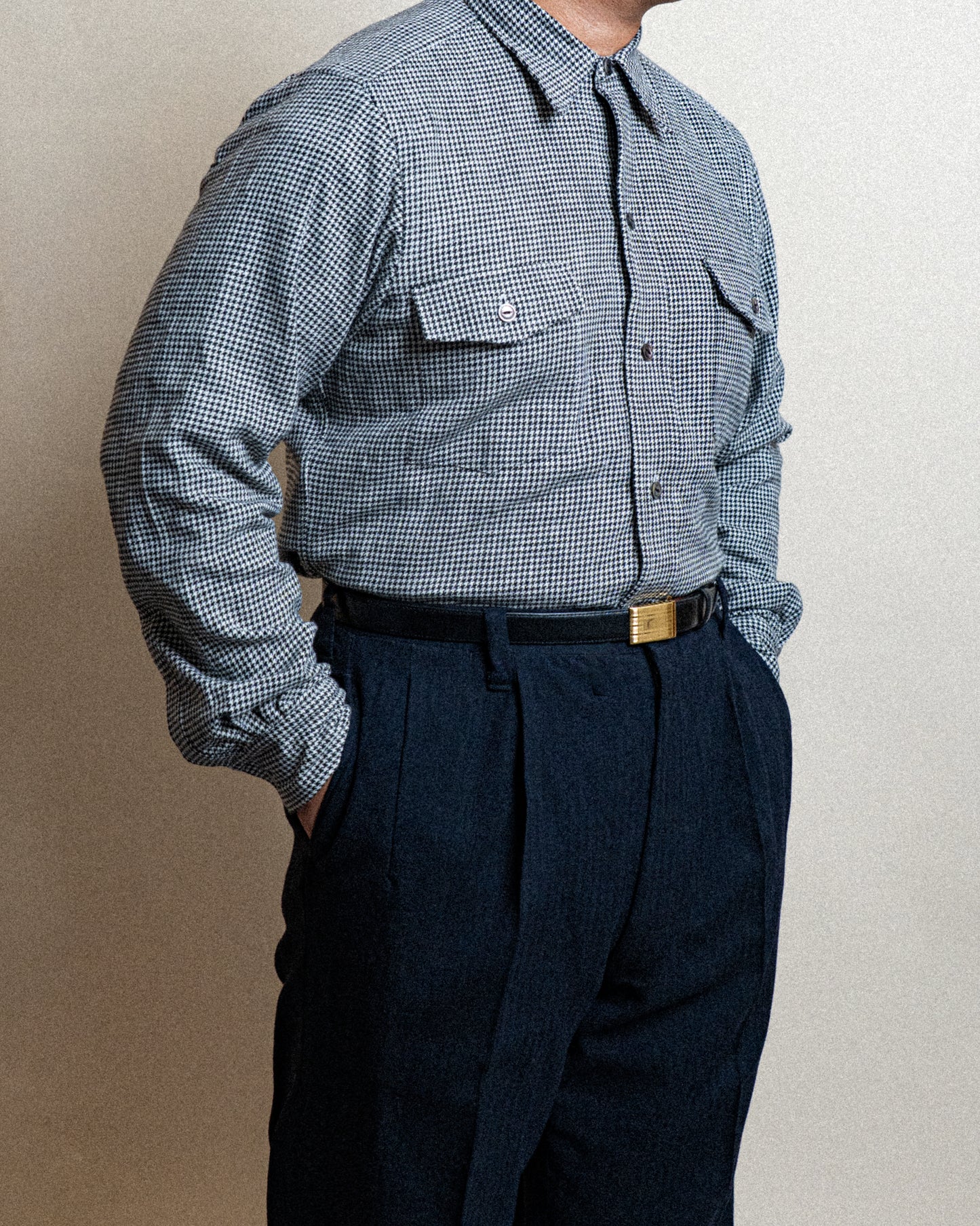 <Made To Order> HOUNDSTOOTH COTTON TWILL SHIRT