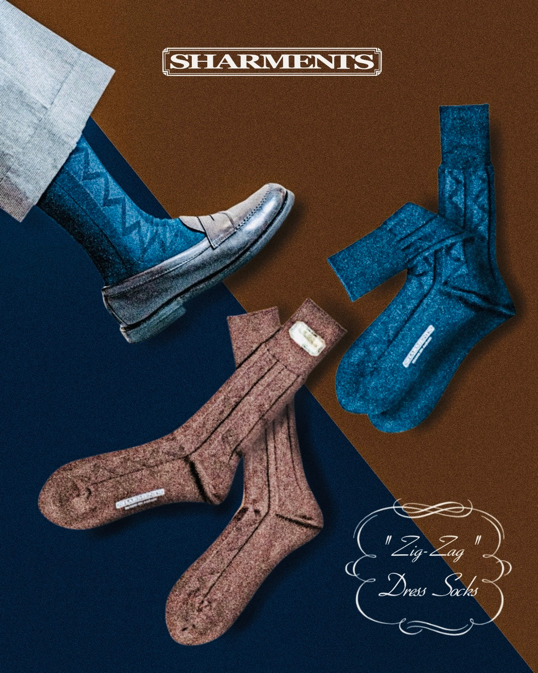 COTTON SOCKS “ZIG-ZAG”BROWN