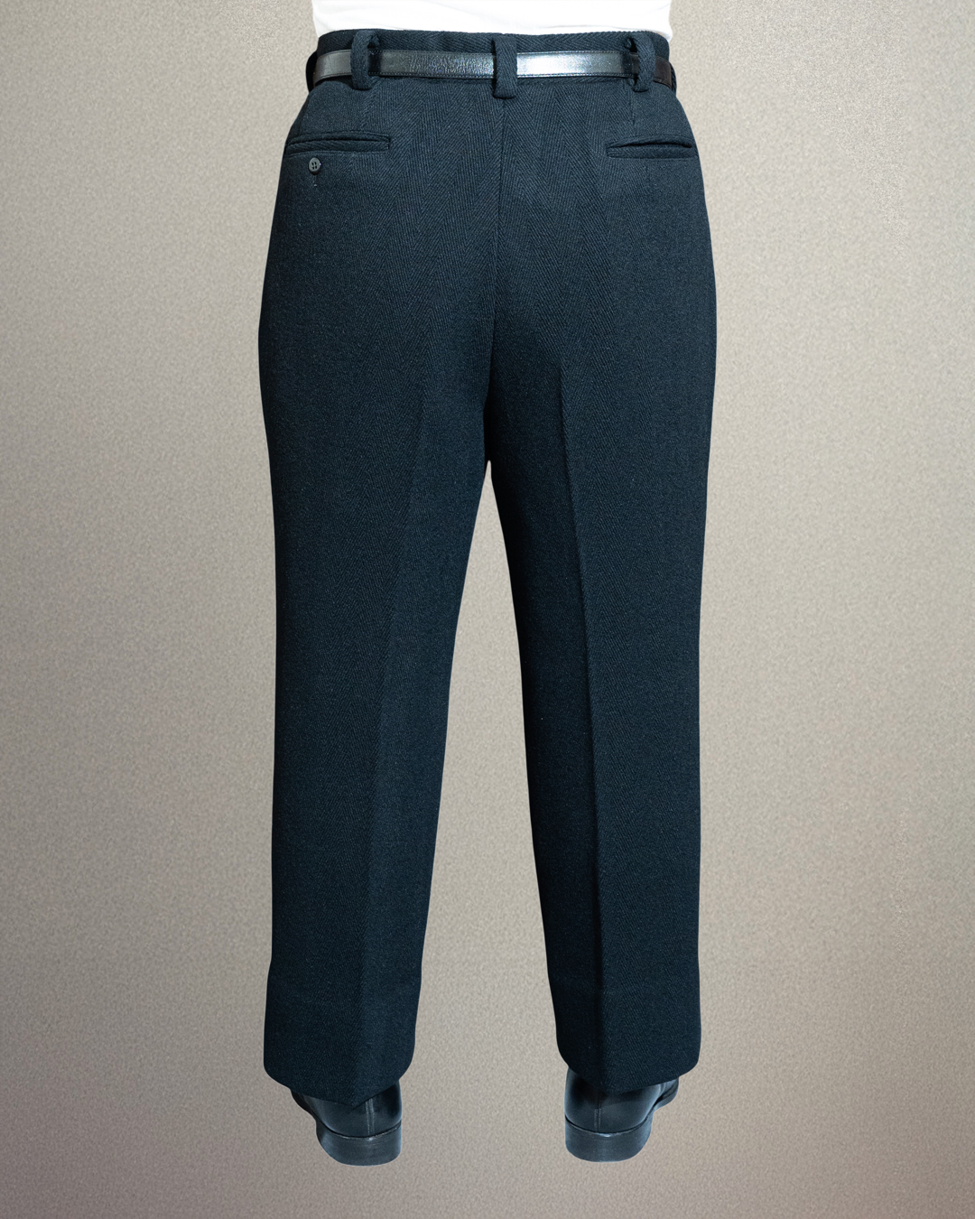 <Made To Order> HERRINGBONE MELTON TROUSERS BLACK ART-T23