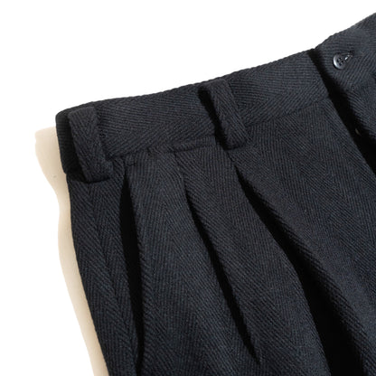 <Made To Order＞ HERRINGBONE MELTON TROUSERS BLACK  ART-T23