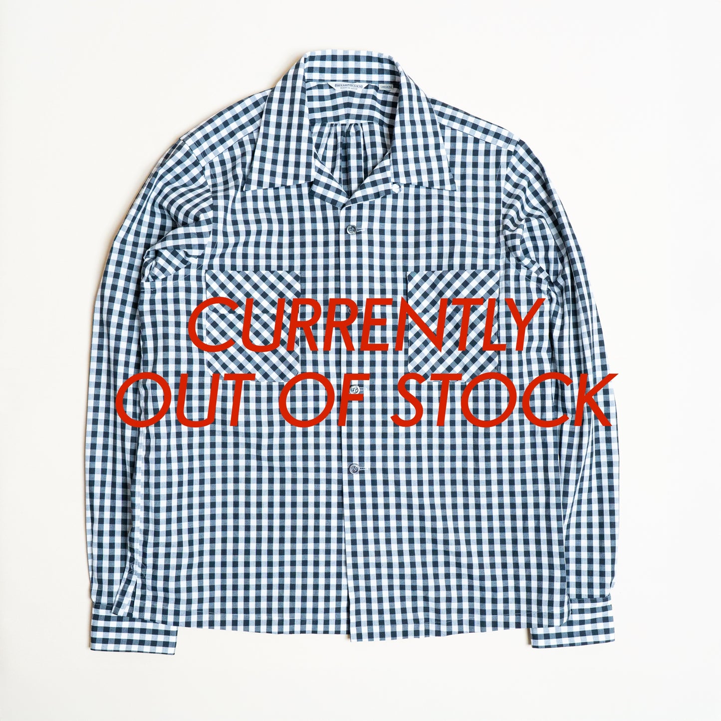 ※Currently out of stock※ <Made To Order> GINGHAM CHECK OPEN COLLAR SHIRT BLACK