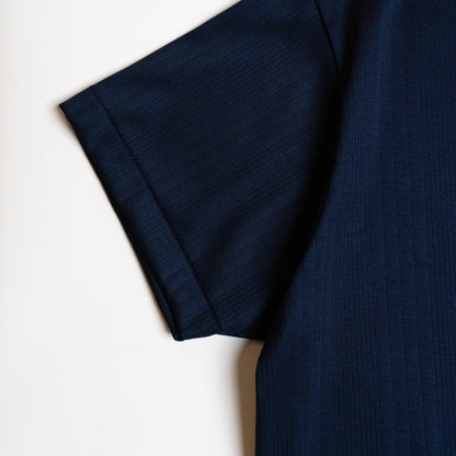 RANDOM RIB COTTON TEE SHIRT NAVY