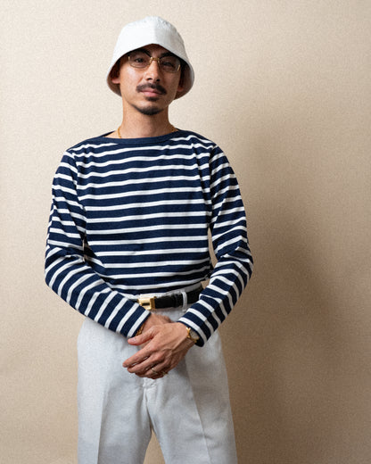 BRETON SHIRT "GERALD" NAVY × WHITE BORDER L/S