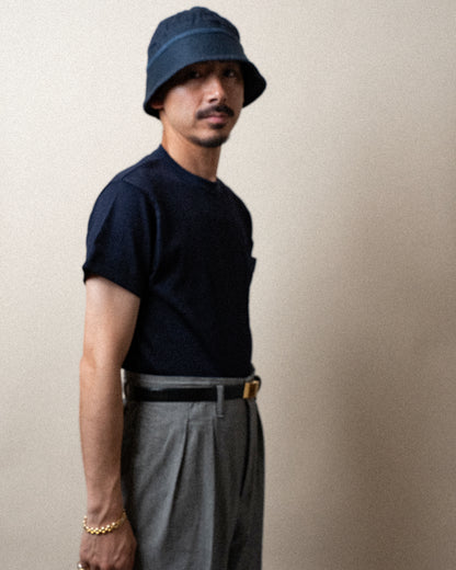 RANDOM RIB COTTON TEE SHIRT NAVY