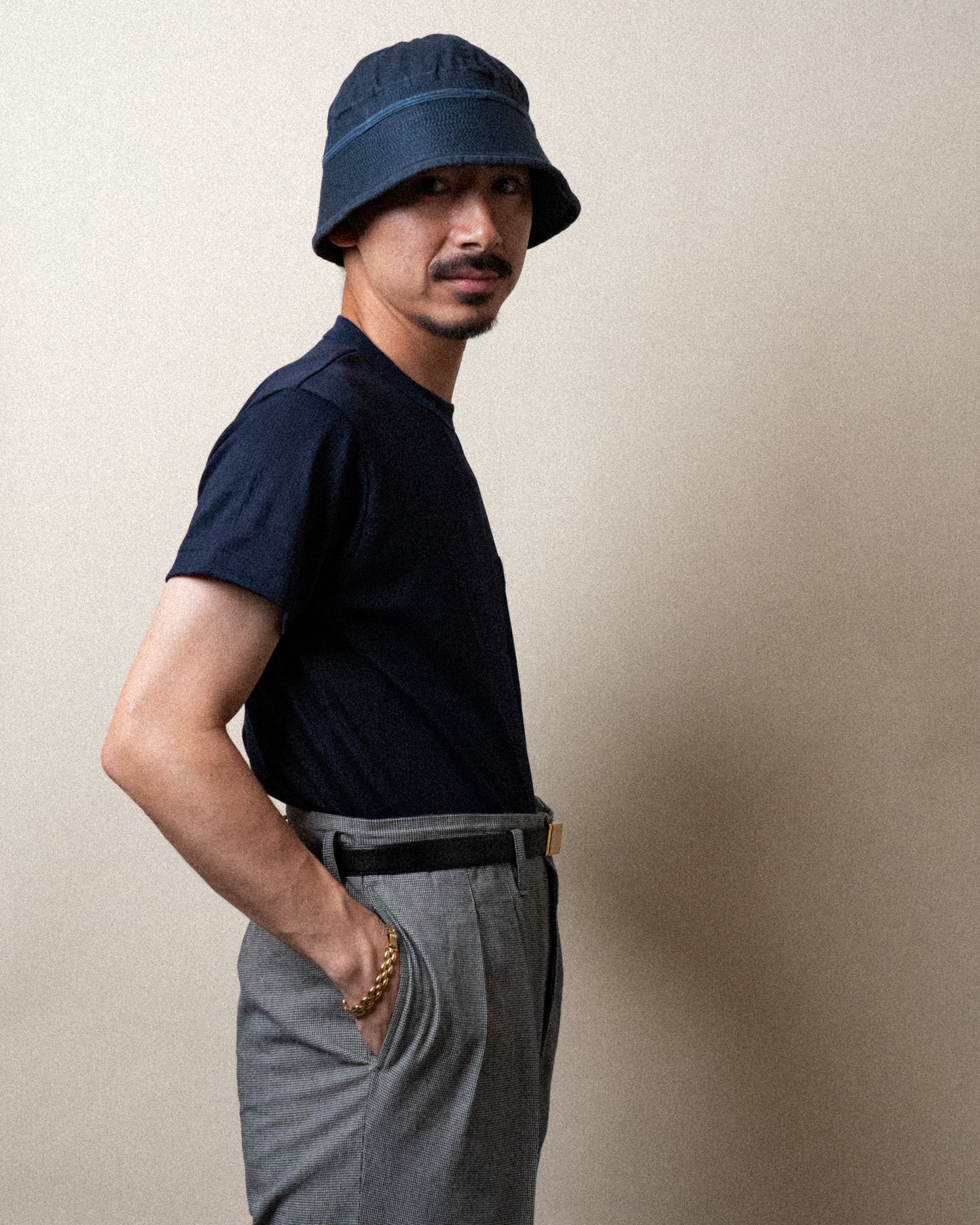 RANDOM RIB COTTON TEE SHIRT NAVY