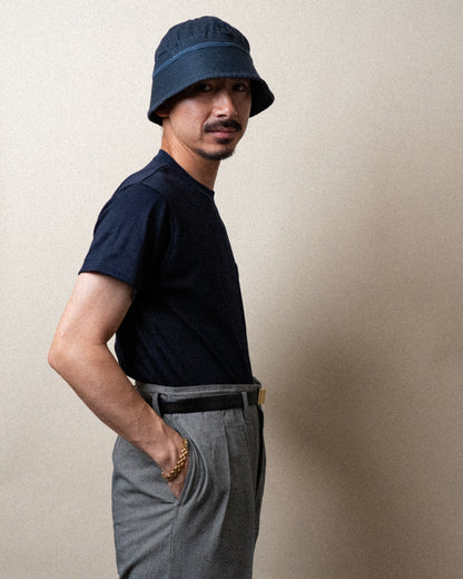 RANDOM RIB COTTON TEE SHIRT NAVY