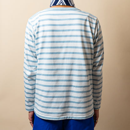 BRETON SHIRT "GERALD" SAX × WHITE BORDER L/S
