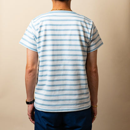 BRETON SHIRT "GERALD" SAX × WHITE BORDER S/S