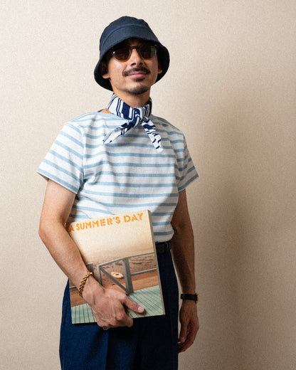 BRETON SHIRT "GERALD" SAX × WHITE BORDER S/S