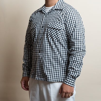 <Made To Order> GINGHAM CHECK OPEN COLLAR SHIRT BLACK