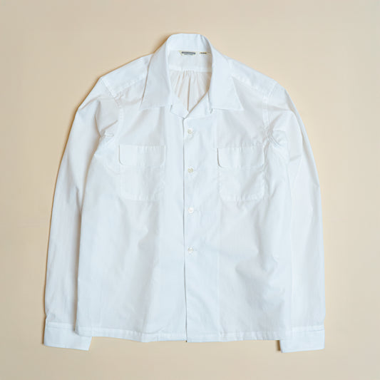 <Made To Order> COTTON BROADCLOTH OPEN COLLAR SHIRT WHITE