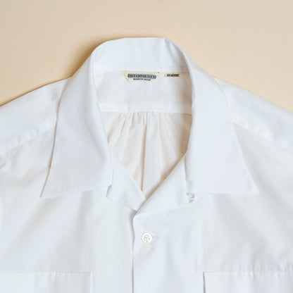 <Made To Order> COTTON BROADCLOTH OPEN COLLAR SHIRT WHITE