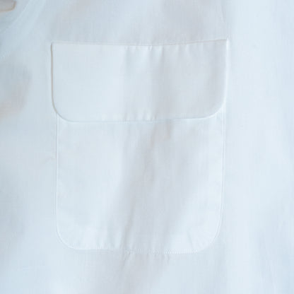 <Made To Order> COTTON BROADCLOTH OPEN COLLAR SHIRT WHITE