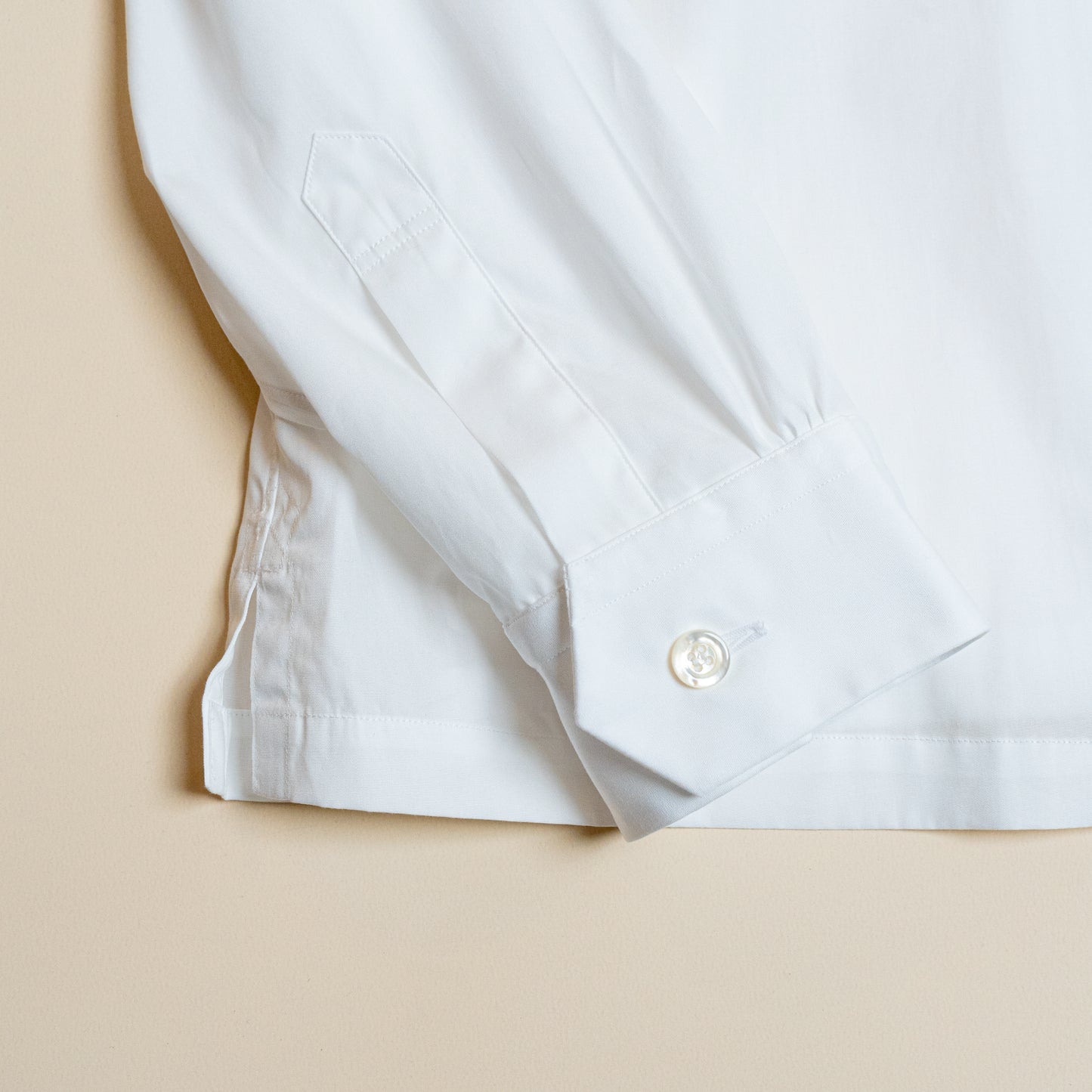 <Made To Order> COTTON BROADCLOTH OPEN COLLAR SHIRT WHITE